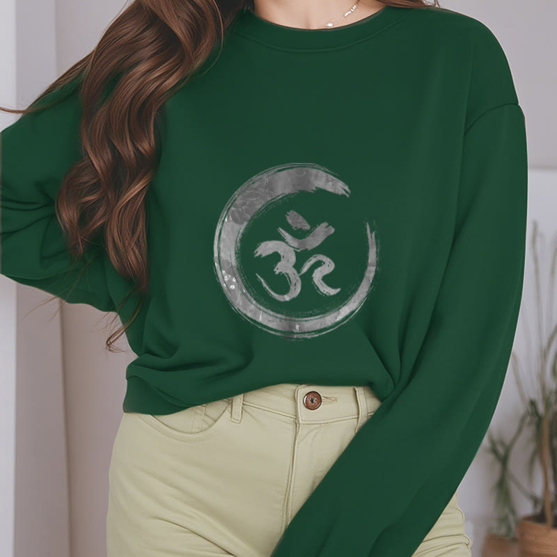 Sweatshirt aus Polyester mit Fleecefutter von Buddha Stones OM Mantra Sanskrit