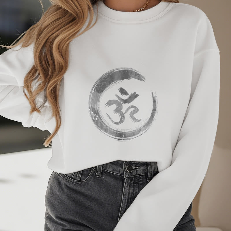 Sweatshirt aus Polyester mit Fleecefutter von Buddha Stones OM Mantra Sanskrit