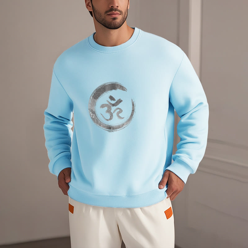 Sweatshirt aus Polyester mit Fleecefutter von Buddha Stones OM Mantra Sanskrit