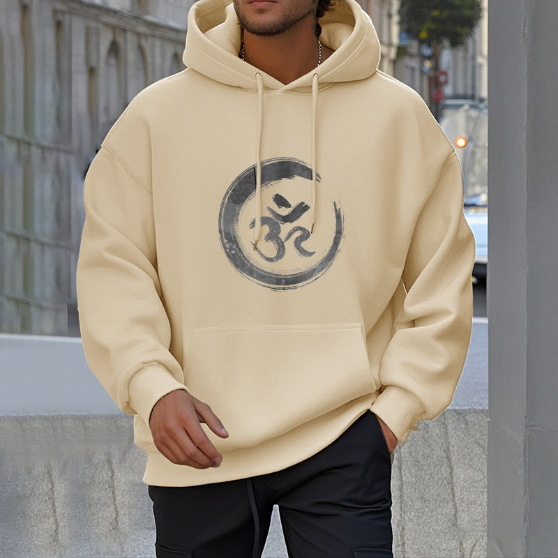 Kapuzenpullover aus Polyester mit Buddha Stones, OM-Mantra, Sanskrit, mit Fleecefutter