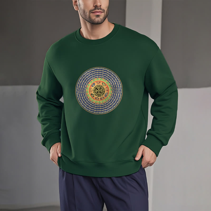 Sweatshirt mit 108 Buddha Stones, Om Mani Padme Hum Mantra, Sanskrit, mit Fleecefutter, Polyester