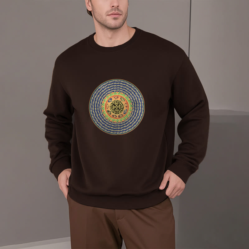 Sweatshirt mit 108 Buddha Stones, Om Mani Padme Hum Mantra, Sanskrit, mit Fleecefutter, Polyester