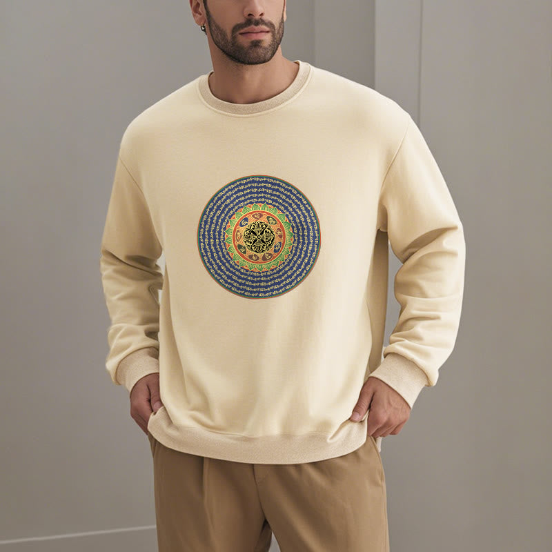 Sweatshirt mit 108 Buddha Stones, Om Mani Padme Hum Mantra, Sanskrit, mit Fleecefutter, Polyester