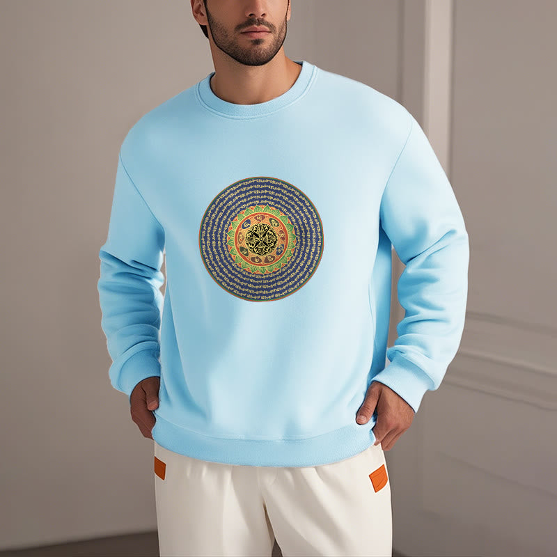 Sweatshirt mit 108 Buddha Stones, Om Mani Padme Hum Mantra, Sanskrit, mit Fleecefutter, Polyester