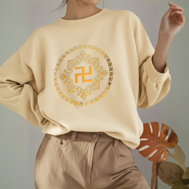 Sweatshirt aus Polyester mit Fleecefutter und Hakenkreuz von Buddha Stones