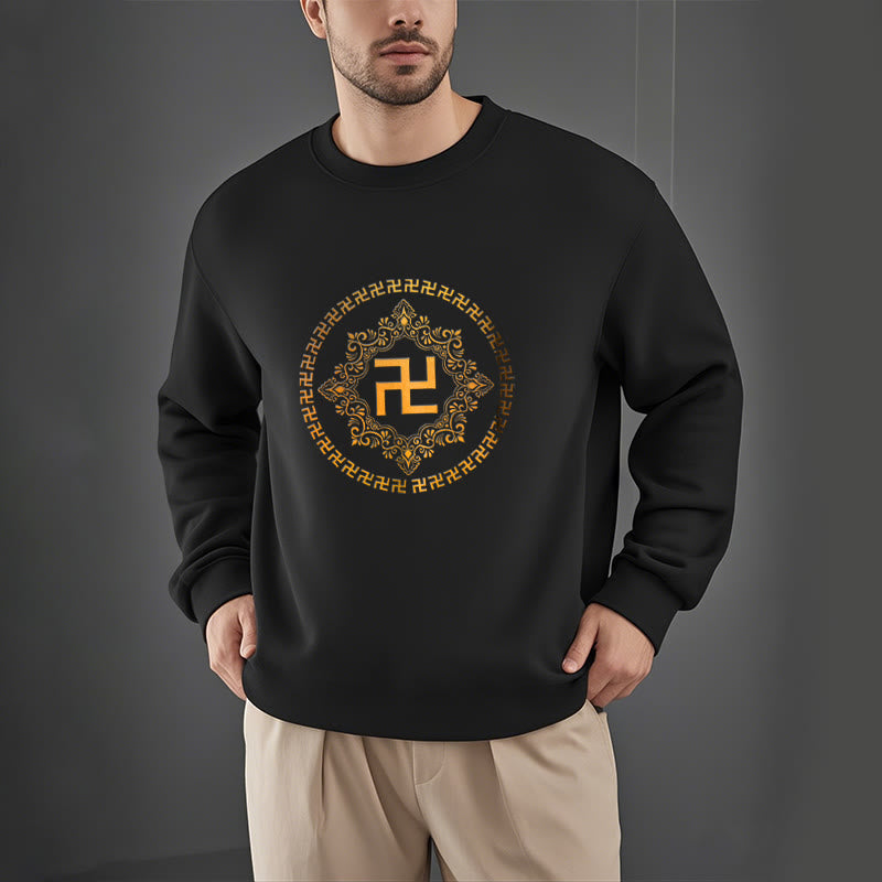 Sweatshirt aus Polyester mit Fleecefutter und Hakenkreuz von Buddha Stones