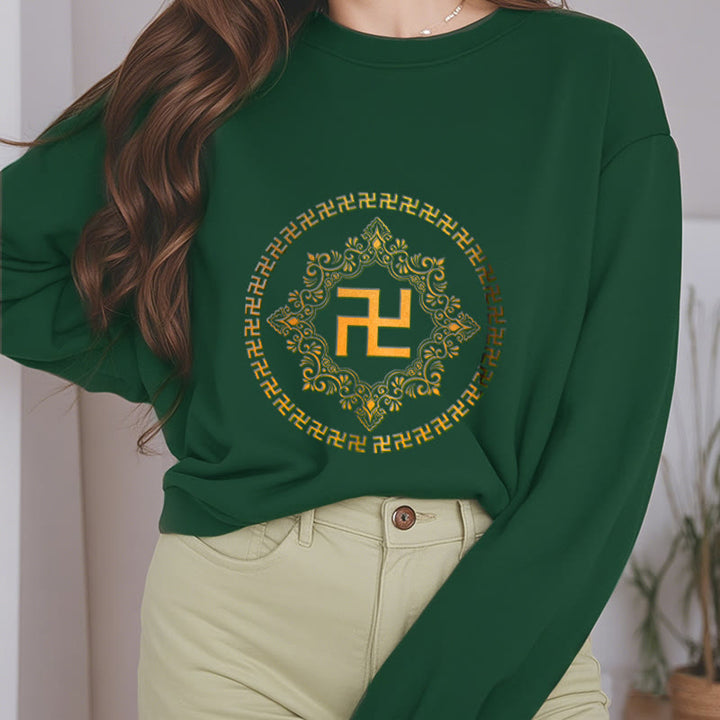 Sweatshirt aus Polyester mit Fleecefutter und Hakenkreuz von Buddha Stones