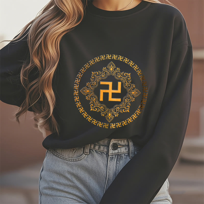 Sweatshirt aus Polyester mit Fleecefutter und Hakenkreuz von Buddha Stones