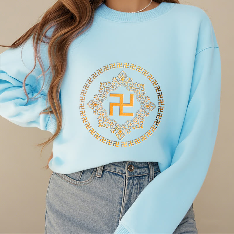 Sweatshirt aus Polyester mit Fleecefutter und Hakenkreuz von Buddha Stones