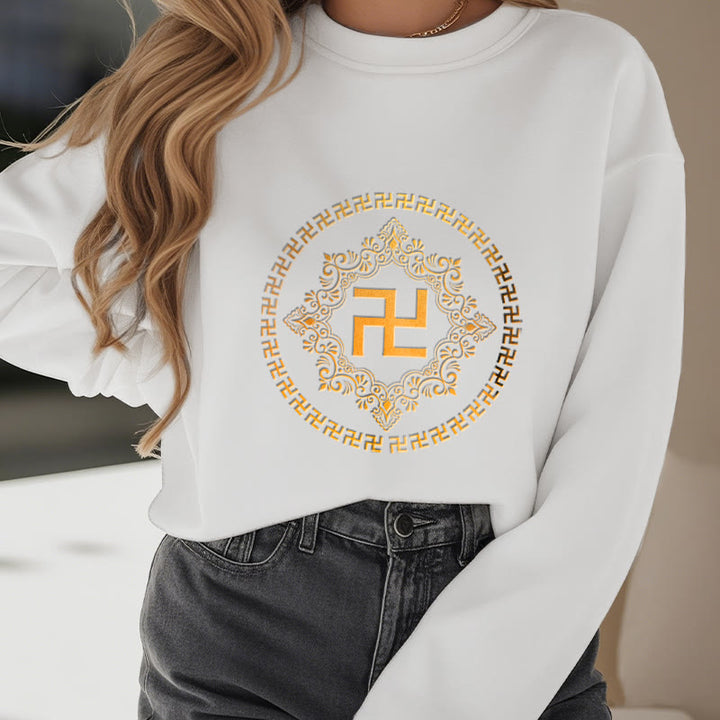 Sweatshirt aus Polyester mit Fleecefutter und Hakenkreuz von Buddha Stones