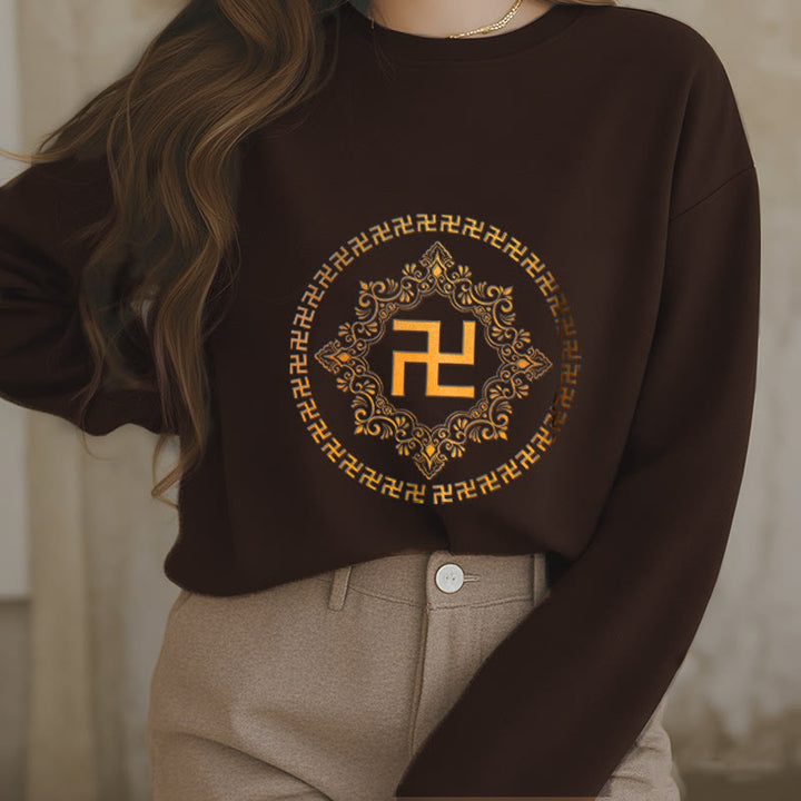 Sweatshirt aus Polyester mit Fleecefutter und Hakenkreuz von Buddha Stones