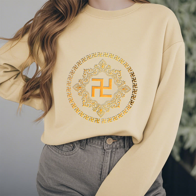 Sweatshirt aus Polyester mit Fleecefutter und Hakenkreuz von Buddha Stones