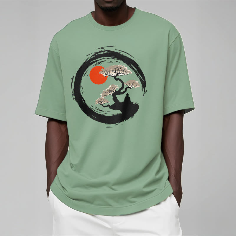 Buddha Stones Rotes Sonnenkiefern-Zen-Kreis-Meditations-Buddha-T-Shirt - image 15