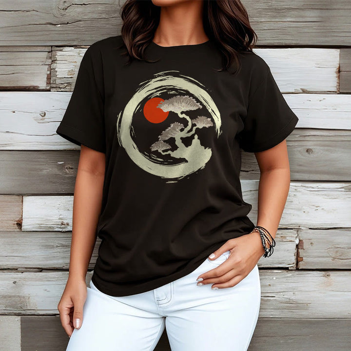 Buddha Stones, Rote Sonne, Kiefer, Zen-Kreis, Meditation, T-Shirt - image 1