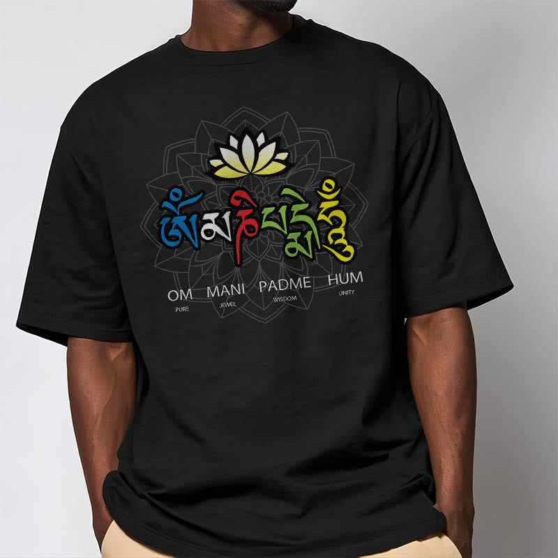 Buddha Stones Om Mani Padme Hum Lotus T-Shirt - image 2