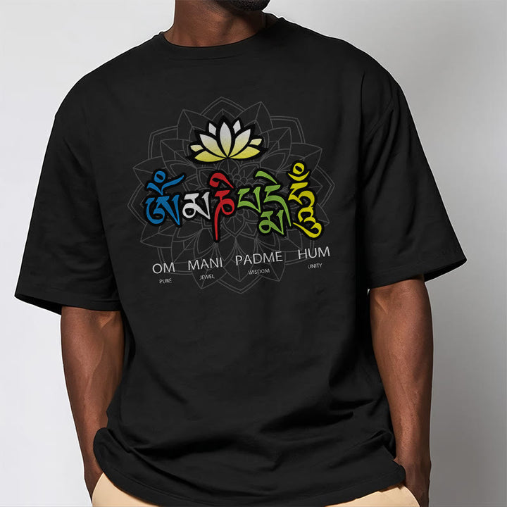 Buddha Stones Om Mani Padme Hum Lotus T-Shirt - image 2