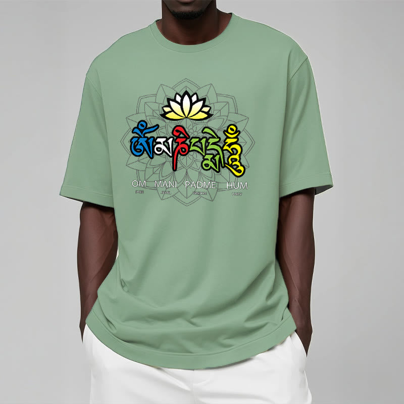 Buddha Stones Om Mani Padme Hum Lotus T-Shirt - image 12