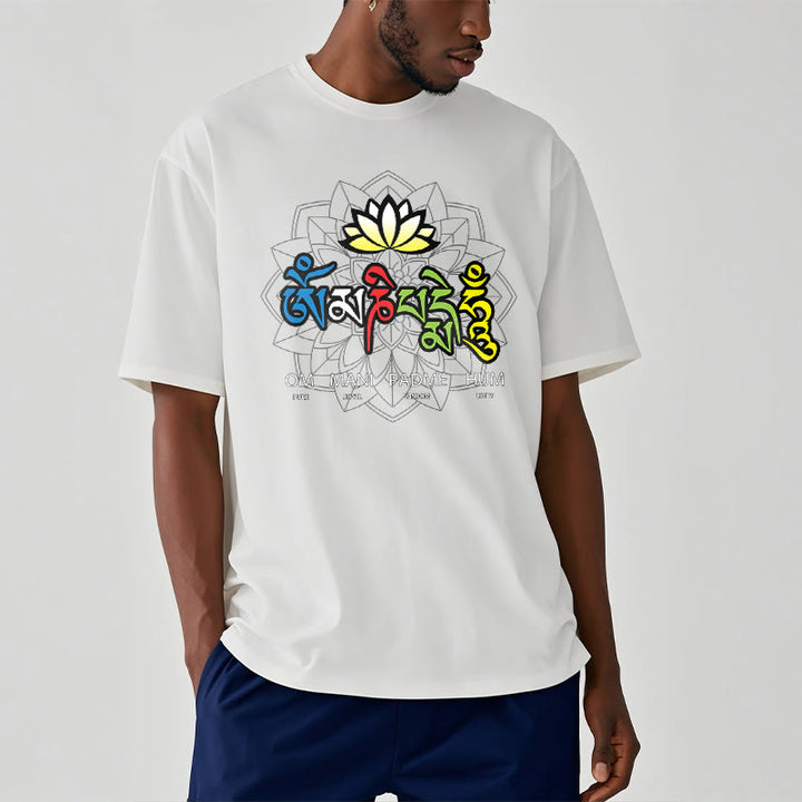 Buddha Stones Om Mani Padme Hum Lotus T-Shirt - image 9