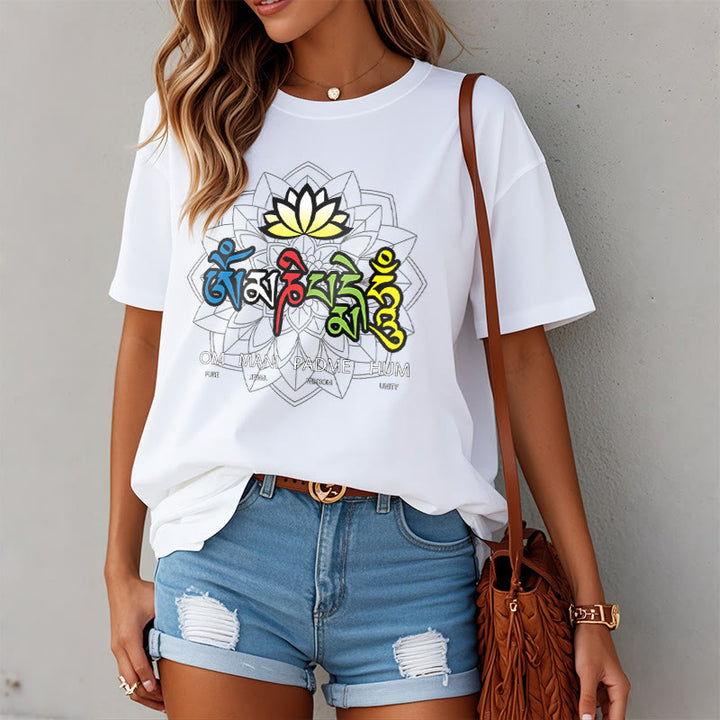 Buddha Stones Om Mani Padme Hum Lotus T-Shirt - image 8