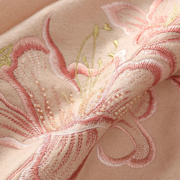 Buddha Stones -Wollschal, Lilien-Stickerei, Quaste, Winter, gemütlicher Reiseschal, Wickeltuch - image 5