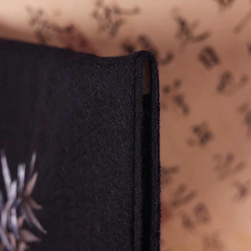 Buddha Stones -Wollschal, Bambusblatt-Stickerei, Quaste, Winter, gemütlicher Reiseschal, Wickeltuch - image 3