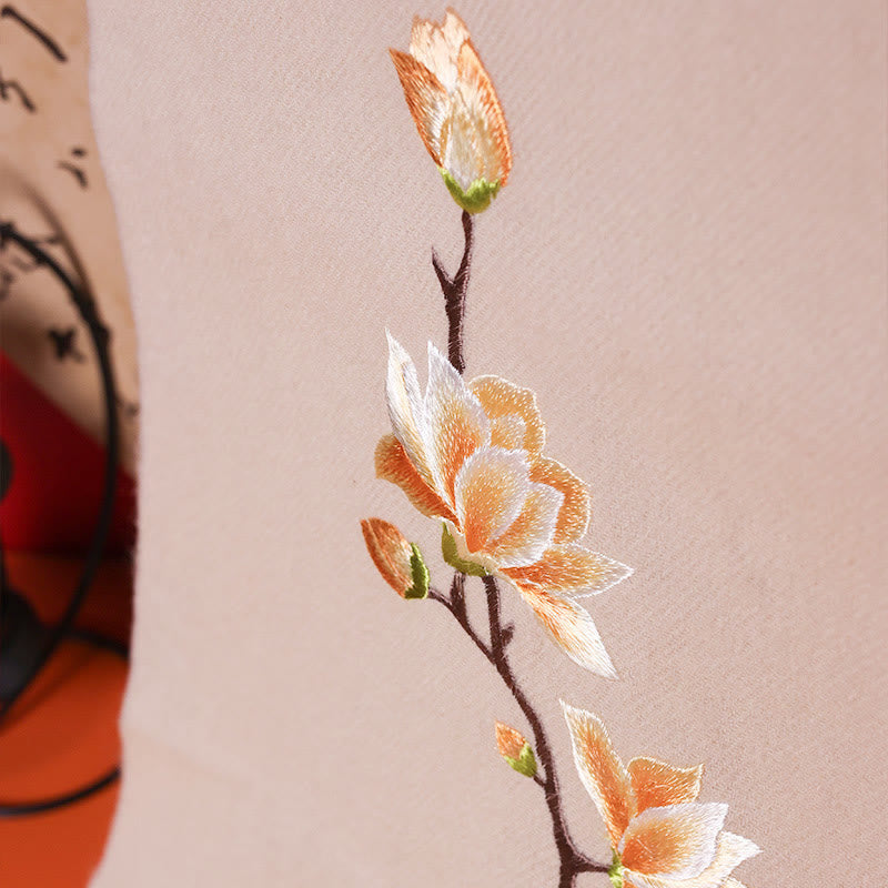 Buddha Stones -Wollschal Yulan Magnolia Stickerei Quaste Winter gemütlich Reiseschal Wrap - image 1