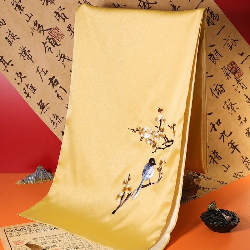 Buddha Stones , Polyester-Schal, Yulan, Schmetterling, Bambus, Elster, Suzhou-Stickerei, Winter, gemütlicher Reiseschal - Mokassin Magpie Branch 183*32cm - image 8
