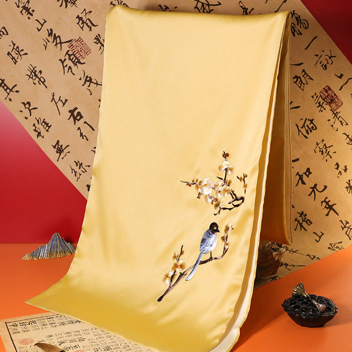 Buddha Stones , Polyester-Schal, Yulan, Schmetterling, Bambus, Elster, Suzhou-Stickerei, Winter, gemütlicher Reiseschal - Mokassin Magpie Branch 183*32cm - image 8