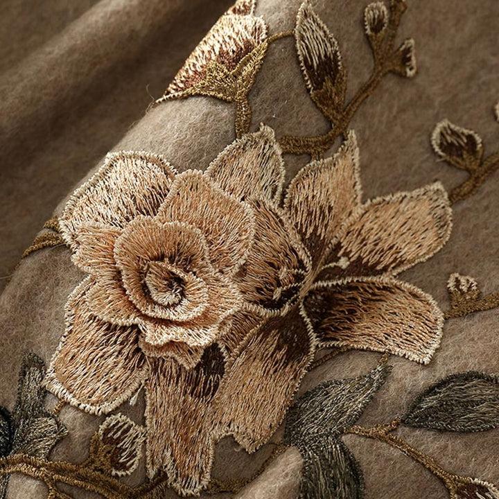 Buddha Stones ​​Wolle Schal weiß Orange Blume Stickerei Quaste Winter gemütlich Reise Schal wickeln - image 5