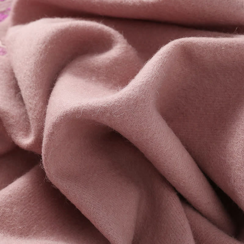 Buddha Stones -Wollschal, Blumen-Pailletten-Stickerei, Quaste, Winter, gemütlicher Reiseschal, Wickeltuch - image 1