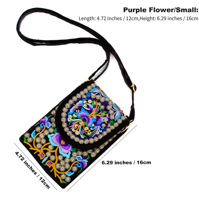 Buddha Stones Inula Blume Rose Stickerei Canvas Rucksack Umhängetasche
