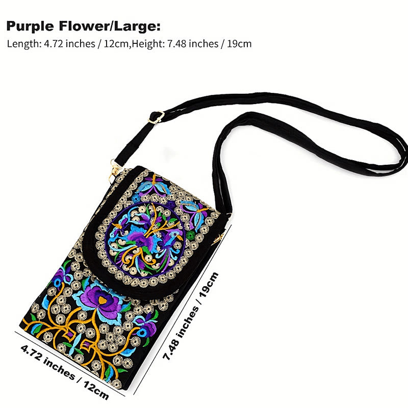Buddha Stones Inula Blume Rose Stickerei Canvas Rucksack Umhängetasche