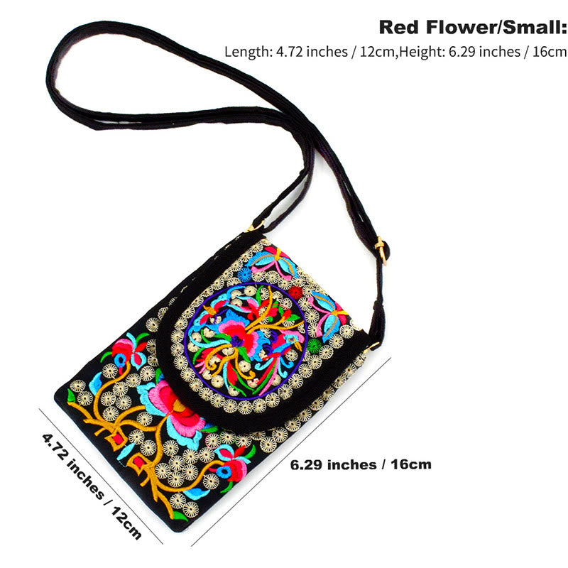 Buddha Stones Inula Blume Rose Stickerei Canvas Rucksack Umhängetasche