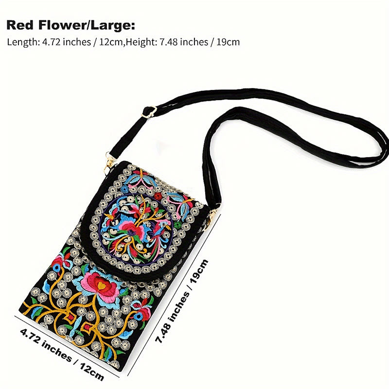 Buddha Stones Inula Blume Rose Stickerei Canvas Rucksack Umhängetasche
