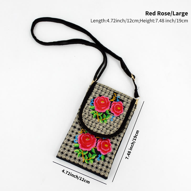Buddha Stones Inula Blume Rose Stickerei Canvas Rucksack Umhängetasche