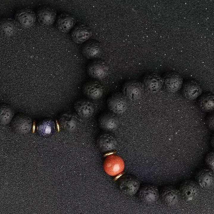 Buddha Stones, Lavastein, Goldfluss, blauer Sandstein, Heilarmband