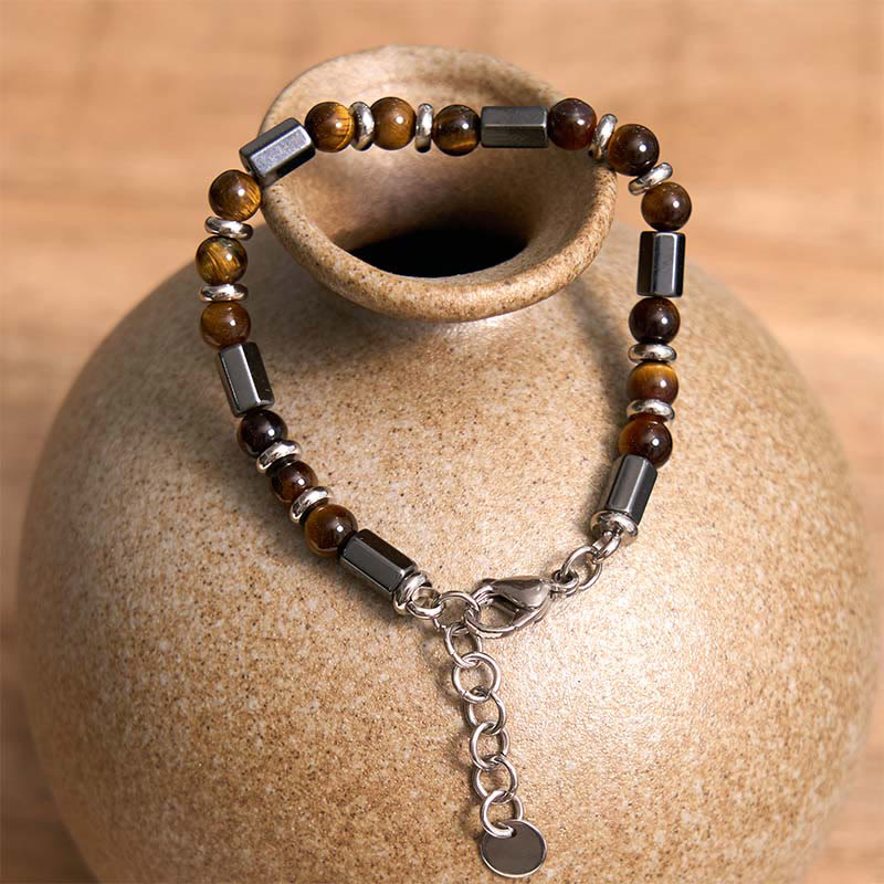 Buddha Stones Tigerauge Hämatit Stärke Schnalle Kettenarmband