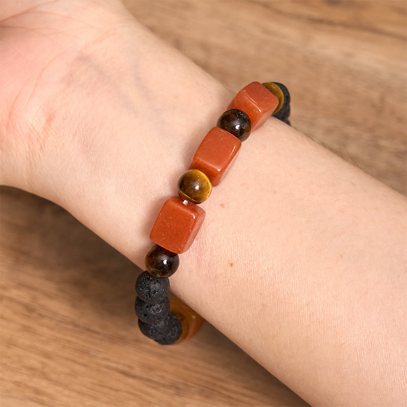 Buddha Stones, verschiedene Kristalle, Lavastein, Ruhe-Armband