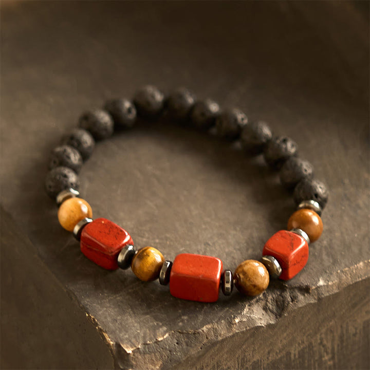 Buddha Stones, verschiedene Kristalle, Lavastein, Ruhe-Armband