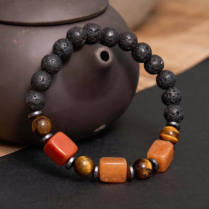 Buddha Stones, verschiedene Kristalle, Lavastein, Ruhe-Armband