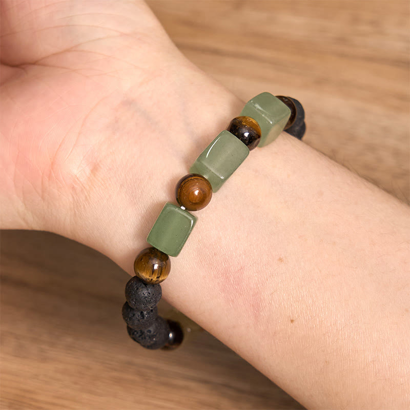 Buddha Stones, verschiedene Kristalle, Lavastein, Ruhe-Armband