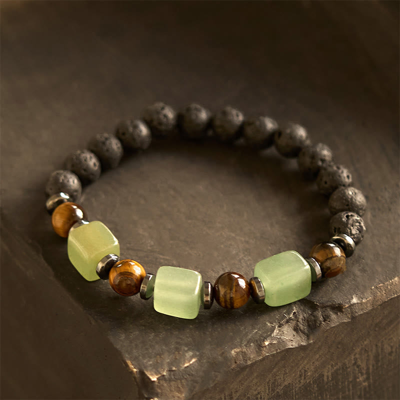 Buddha Stones, verschiedene Kristalle, Lavastein, Ruhe-Armband