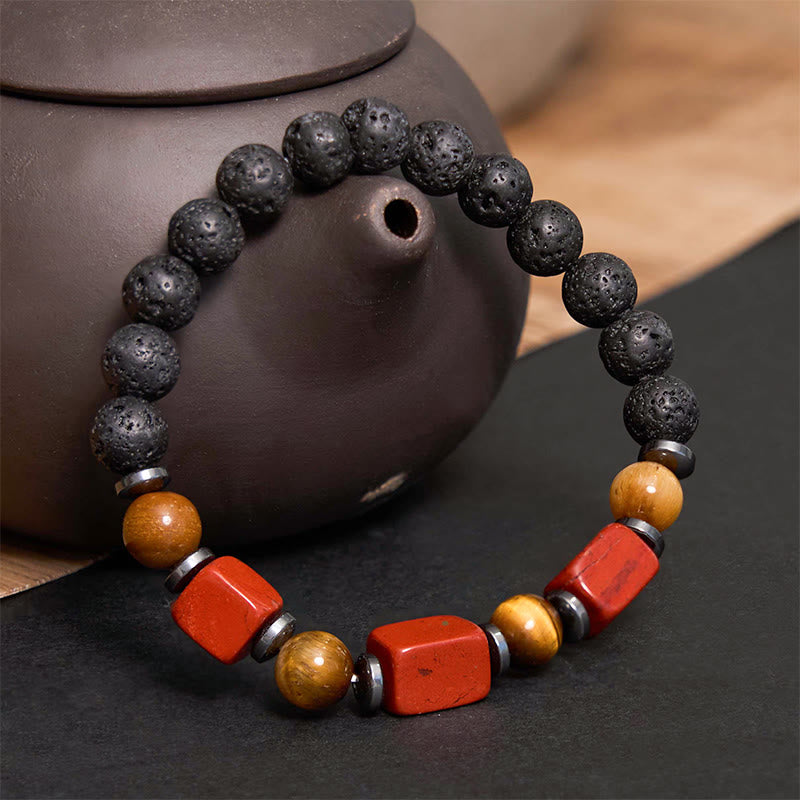 Buddha Stones, verschiedene Kristalle, Lavastein, Ruhe-Armband