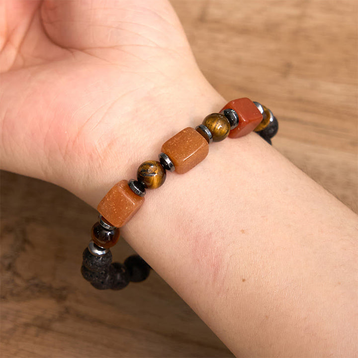 Buddha Stones, verschiedene Kristalle, Lavastein, Ruhe-Armband