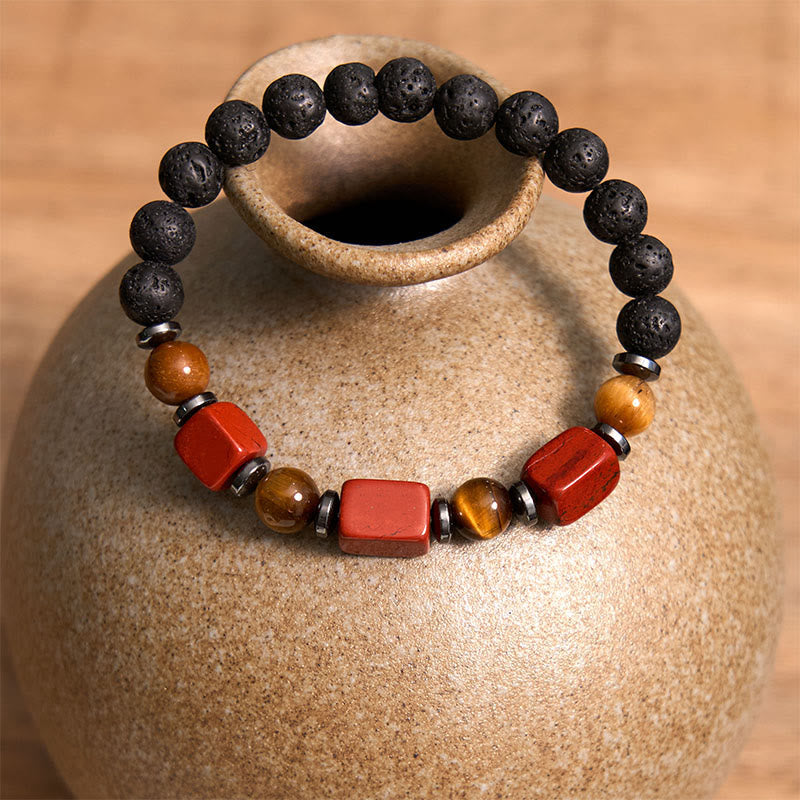 Buddha Stones, verschiedene Kristalle, Lavastein, Ruhe-Armband