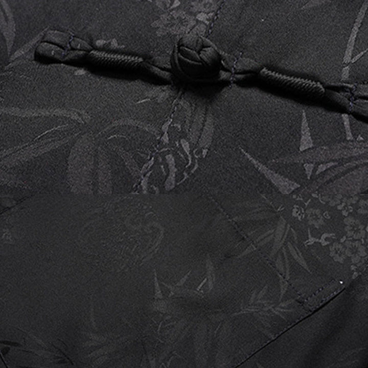 Buddha Stones Bambus Pfirsichblüte Tang Anzug Hanfu Traditionelle Uniform Kurzarm Oberteil Hosen Kleidung Herren Set - image 10