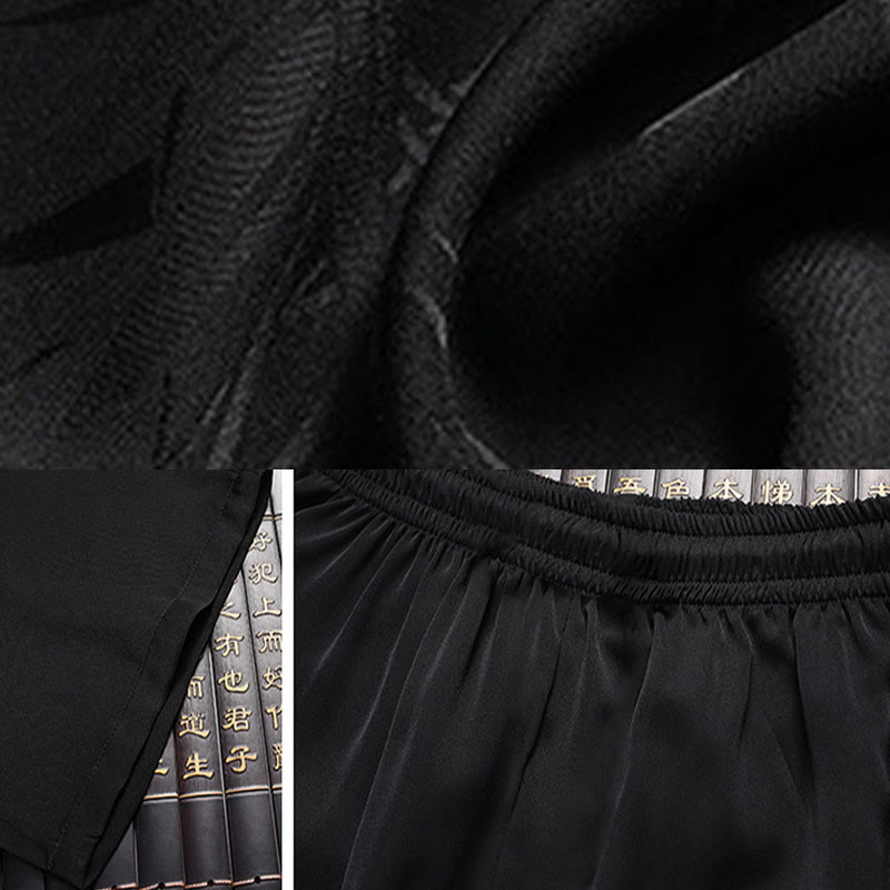 Buddha Stones Bambus Pfirsichblüte Tang Anzug Hanfu Traditionelle Uniform Kurzarm Oberteil Hosen Kleidung Herren Set - image 17