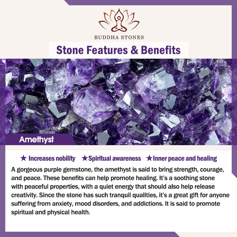 Buddha Stones Natürliches Amethyst-Meditationsarmband für inneren Frieden