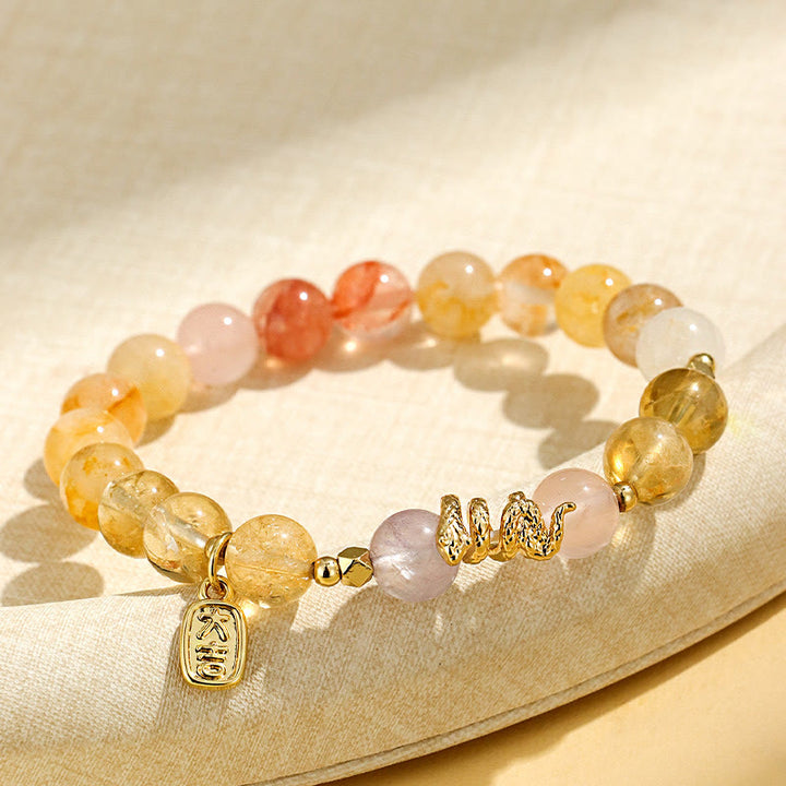 Buddha Stones Verschiedene Kristalle Rosa Kristall Amethyst Jahr der Schlange Glücksarmband - image 10