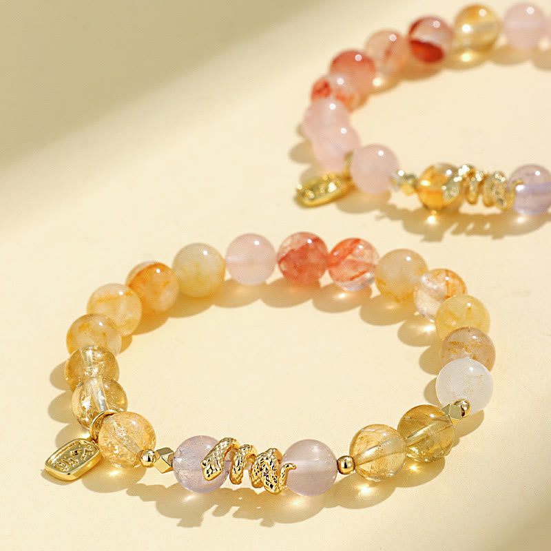Buddha Stones Verschiedene Kristalle Rosa Kristall Amethyst Jahr der Schlange Glücksarmband - image 8